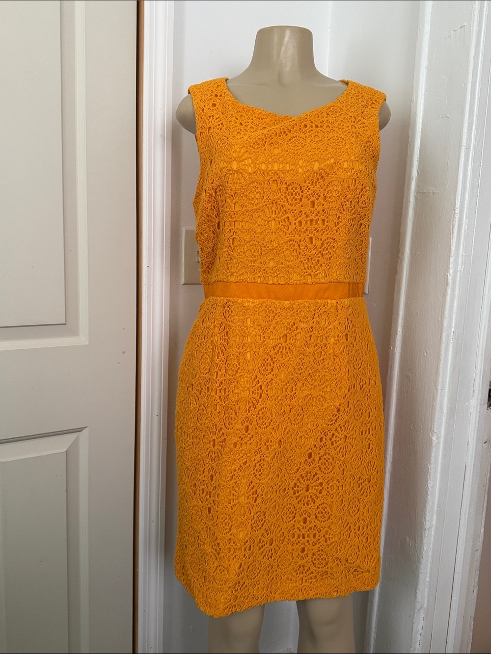 Trina Turk Vibrant Orange Crochet Sheath Dress